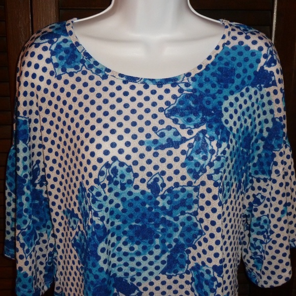 JENNIE & MARIS Blue Floral Polka Dot Top, M, NWT - Picture 2 of 6